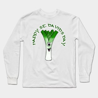 Happy St David's Day Leek Welsh Wales Funny Long Sleeve T-Shirt